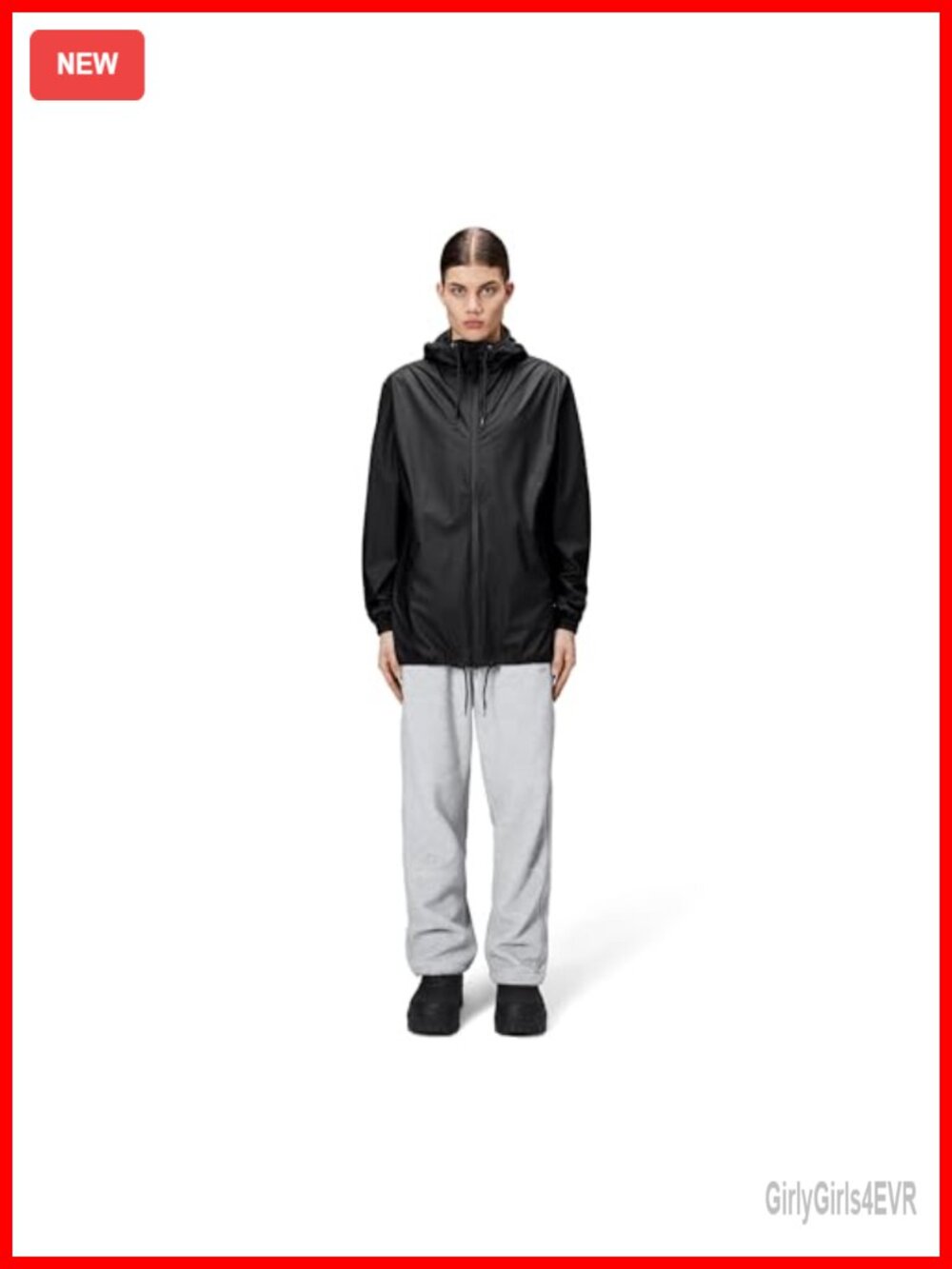 Waterproof Windbreaker Hooded Lightweight Rain Jacket Unisex PU Fabric